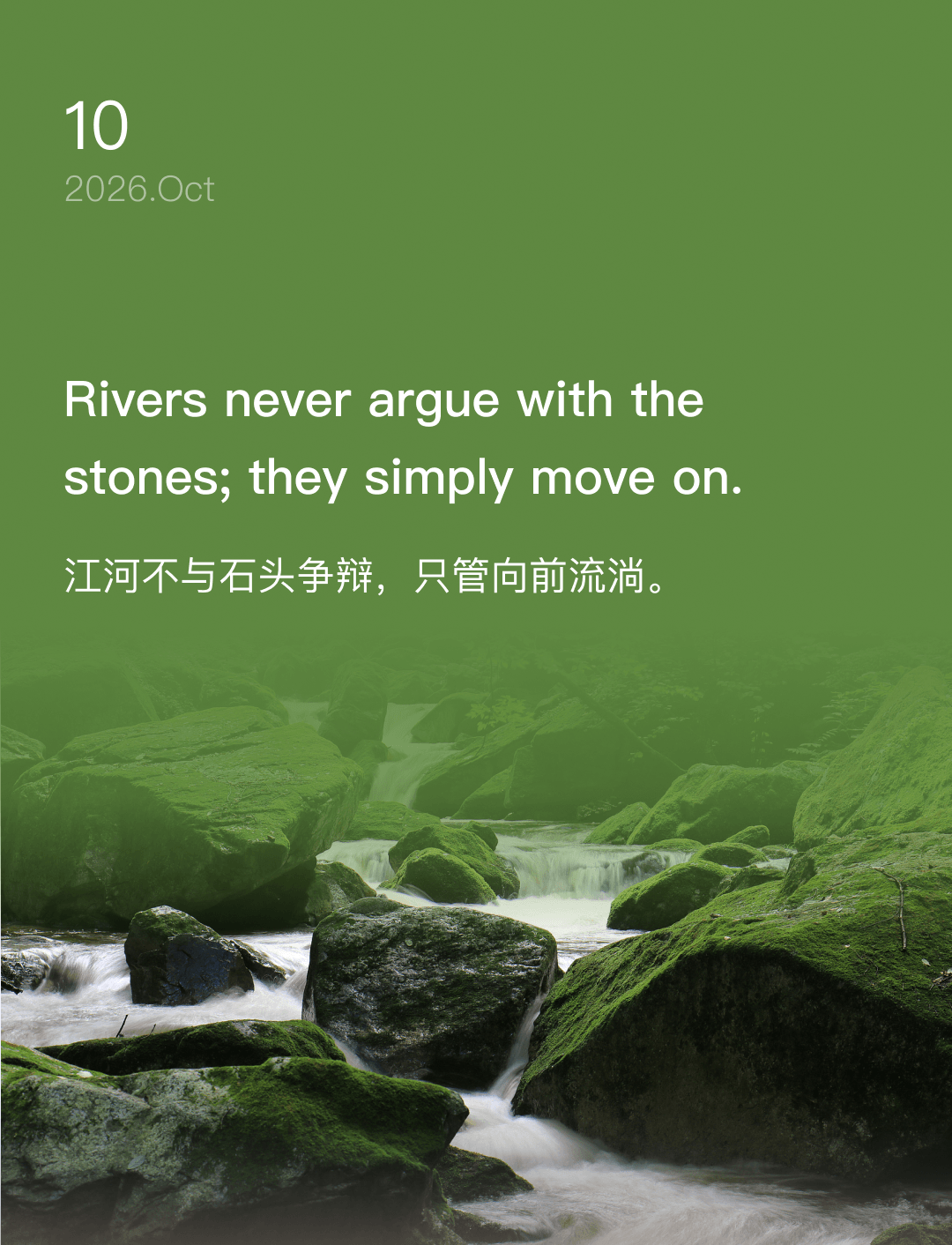 Rivers never argue with the stones; they simply move on.