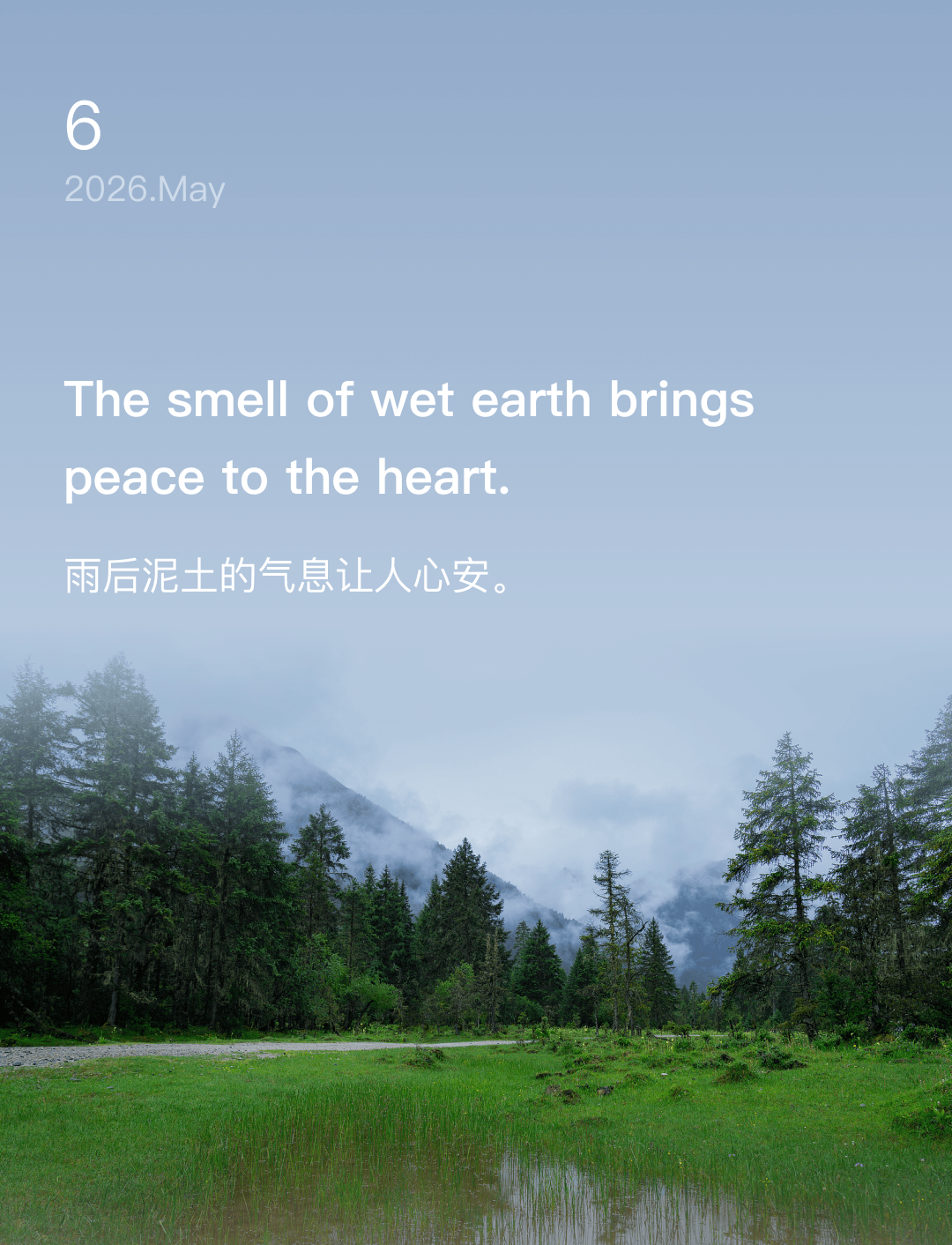 The smell of wet earth brings peace to the heart.